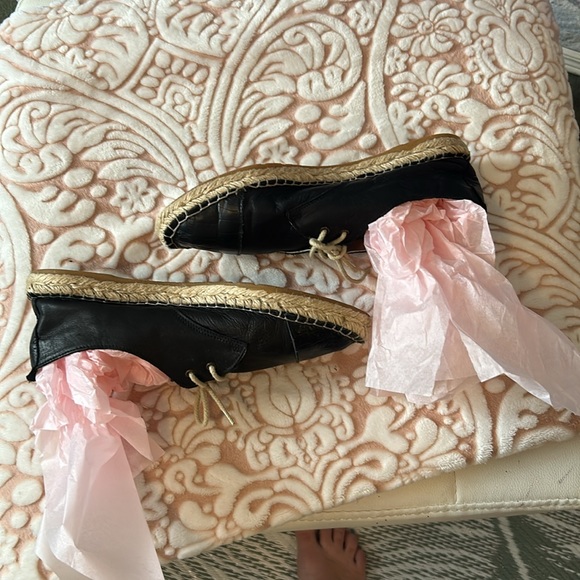 David Tyler Espadrille Flats black leather very soft made in Spain - Picture 3 of 6
